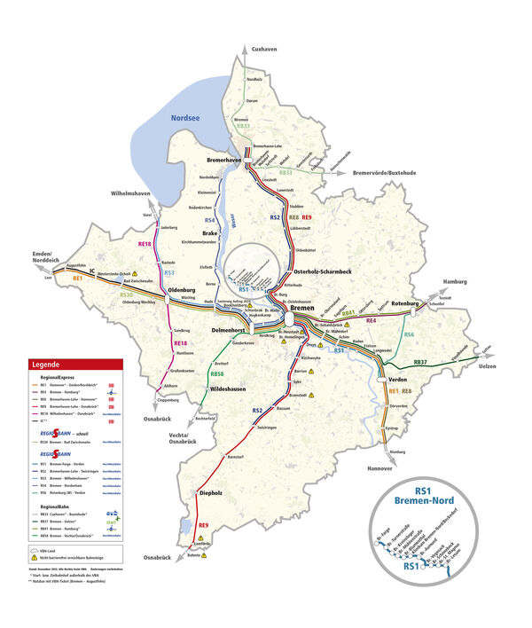 Übersichtskarte Zuglinien im VBN-Land